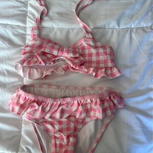 Janie and Jack Pink Checkered Kids Bikini